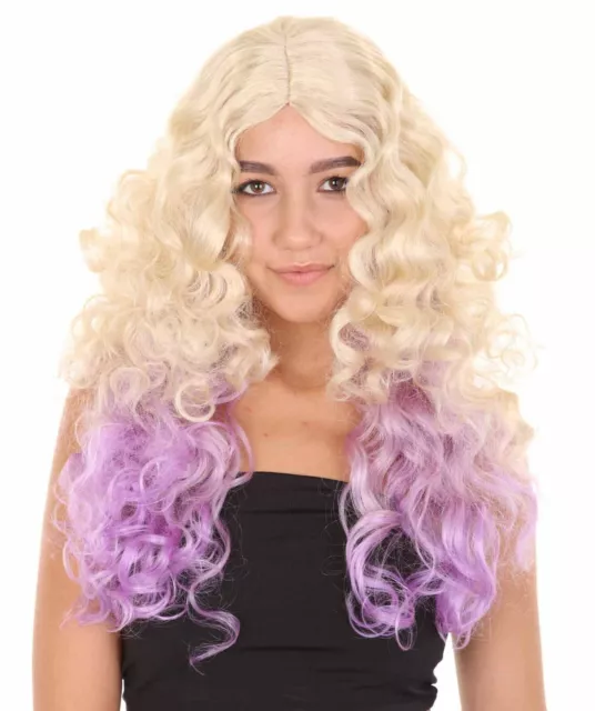 Golden Purple Curly Wave Long Wig for Cosplay The Descendants2 Mal Party HW-2722