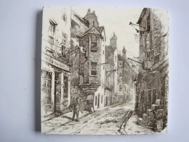 ANTIQUE VICTORIAN MINTONS VIEWS TILE - CARDINAL BEATON'S HOUSE c1885 No.2024