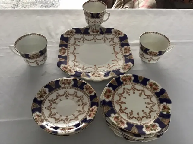 Vintage Albion China Set Cups Saucers Side Plates Cake Plate