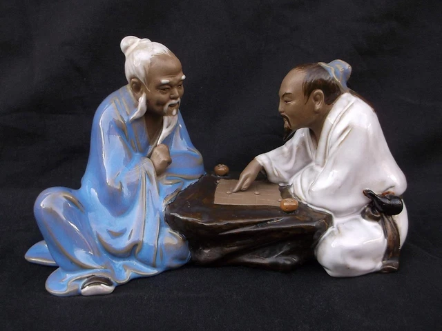 Good Sized Vintage Chinese Terracotta Ornament Of Men Playing A Game . M2278
