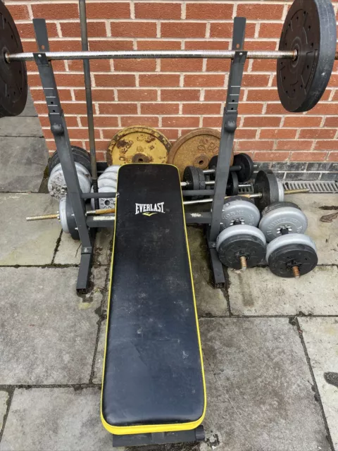 weight lifting bench and weights used