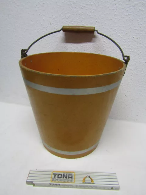 alter bemalter Eimer aus Holzfasern Bierfarbe DRGM um 1950 Abfalleimer Bierlasur