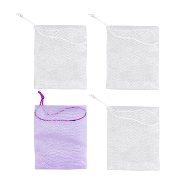 4 piezas Colorida Malla Exfoliante Jabón Bolsa Ahorradora Red de Burbujas Malla de Jabón Hecha a Mano