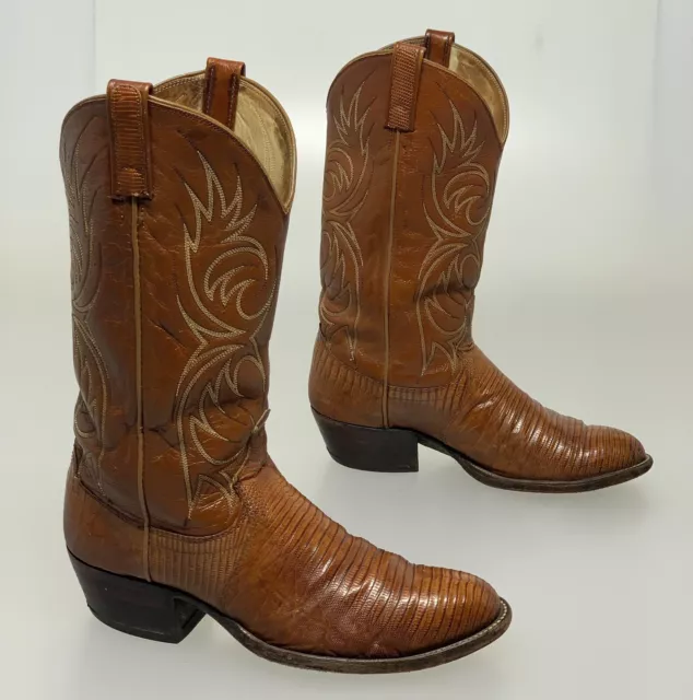 Dan Post Cowboy Boots Mens 8.5 D Exotic Leather Lizard Western Rocker Motorcycle 2