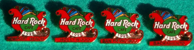 SACRAMENTO XMAS SANTA CLAUS RED SLEIGH SLED 1998 PRESENTS Hard Rock Cafe PIN