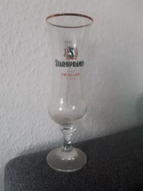 Bierglas Sammlerglas 0,3L Staropramen Pokalglas Goldrand Prag Tschechien