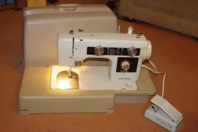 New Home Model 632 Electric Sewing Machine With Carry Cover and Foot Pedal.