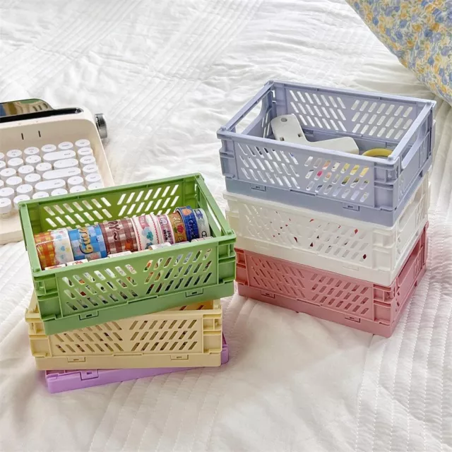 Durable Folding Storage Box Plastic Stackable Organize Basket  Organizer