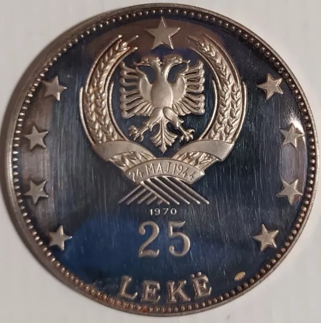 Albania 🇦🇱 25 Leke 1970  silver coin