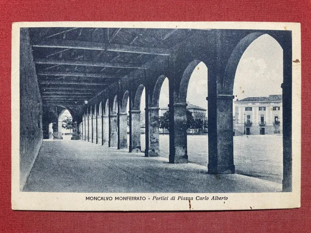 Cartolina - Moncalvo Monferrato (Asti) - Portici di Piazza Carlo Alberto - 1943