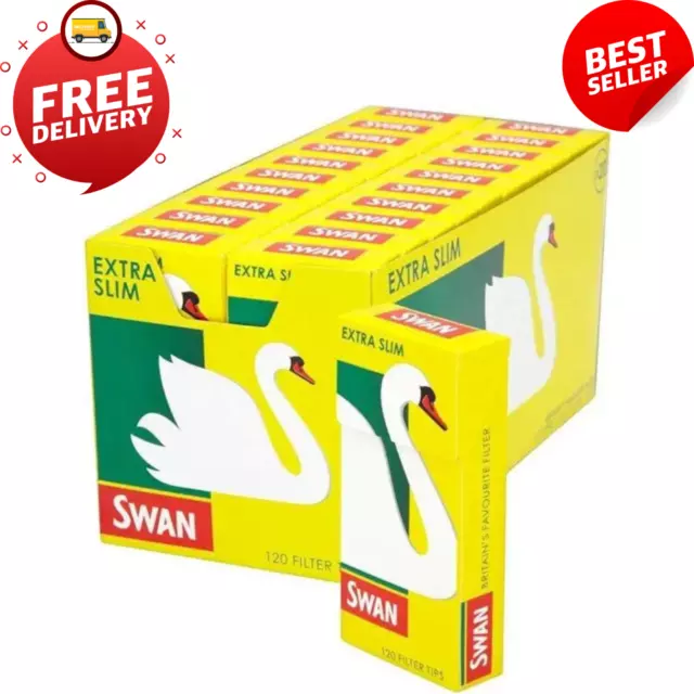 Full Box of Swan Extra Slim Filter Tips: 2400 Filter Tips (120s x 20)