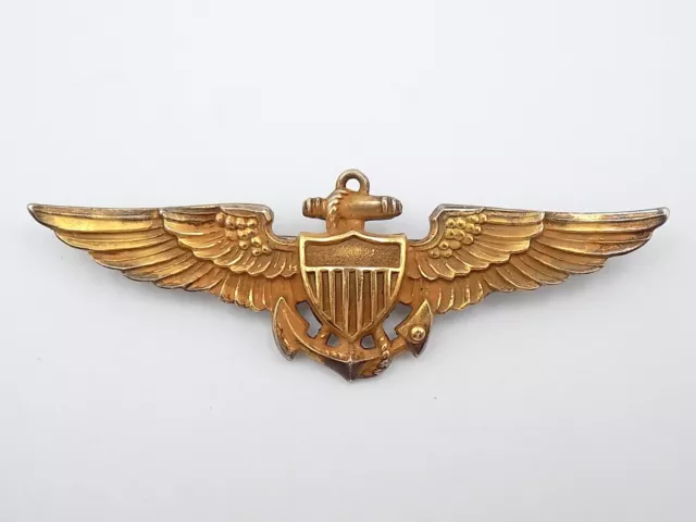 ORIGINAL WWII US Navy Naval Aviator Pilot Wings 10kt GF & Sterling H&H ...