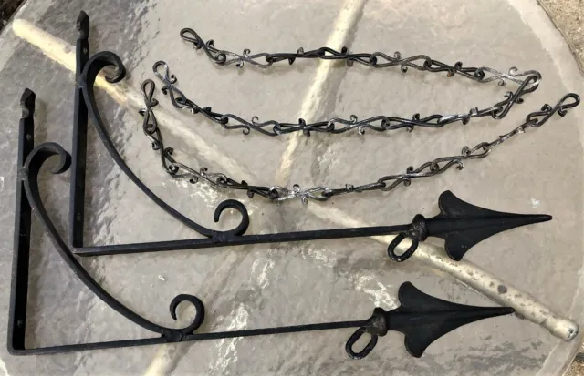 Wrought iron sign hangers with chains lot 22 in. x 13in.