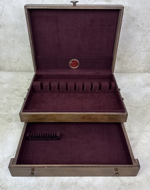 NAKEN TARNISH PROOF Silverware Chest Flatware Wood Storage Box Drawer