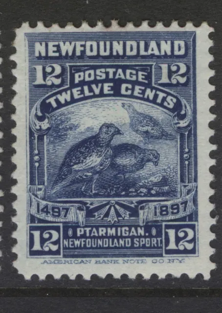 NEWFOUNDLAND 69 1897 12c DARK BLUE CABOT ISSUE WILLOW PTARMIGAN (#113) MPH CV$40