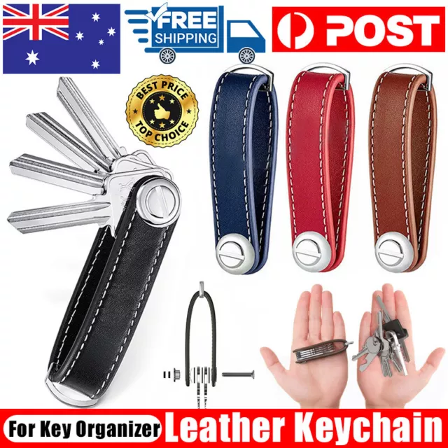 New Leather Smart Key Holder Organizer Clip Compact Folder Keychain Brown Black