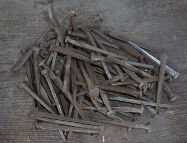 lot of 64 ANTIQUE VINTAGE 3.25" Flooring SQUARE NAILS~RUSTY PATINA~hand forged