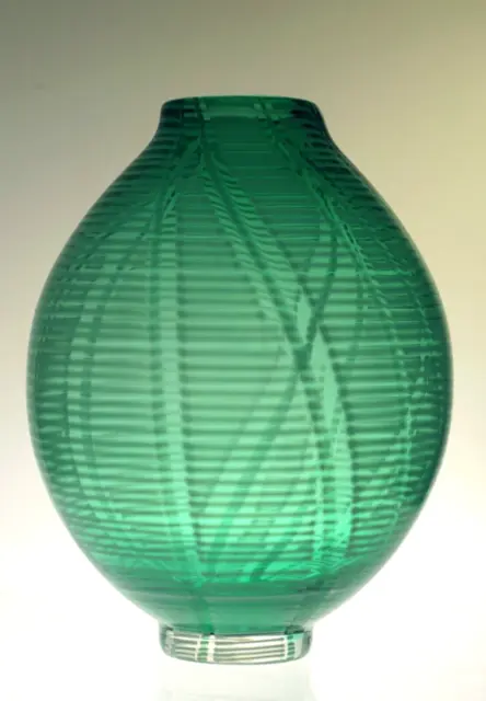Green Czech Glass Vase designed by Jiri Suhajek for Novy Bor Crystalex