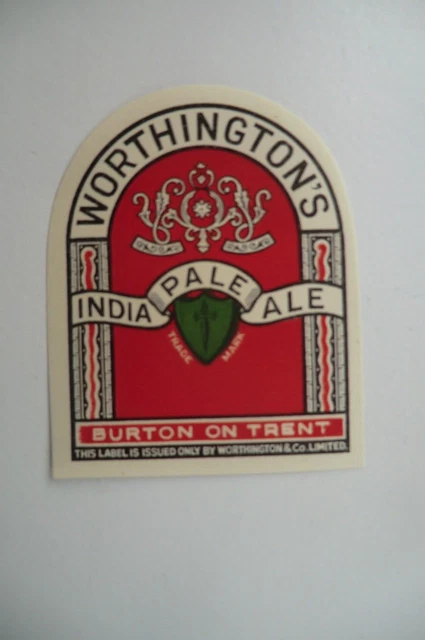 Mint Worthington Burton India Pale Ale Green Shield Brewery Beer Bottle Label