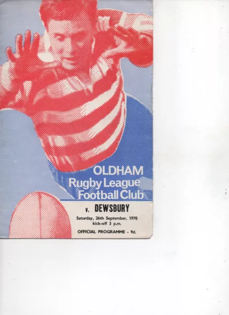 R.L Programme    Oldham v Dewsbury  26-9-70,