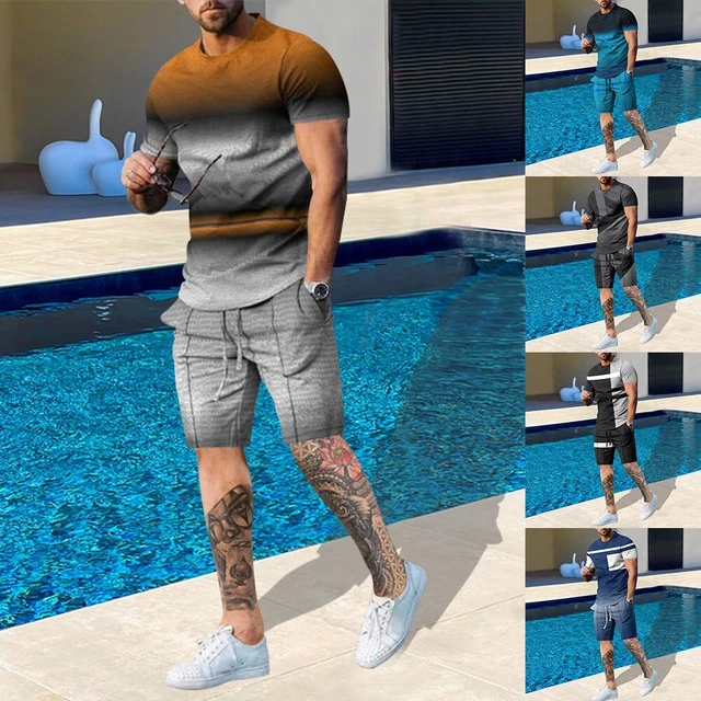 Outfit uomo tuta da allenamento set 2 pezzi stampa traspirante