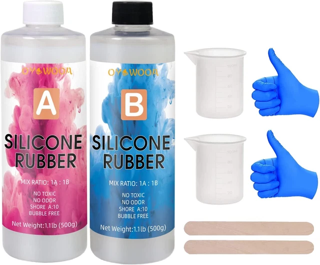 Silikon Formenbau Kit, 1000ML, durchscheinend flüssiges Silikon Gummi mit 2 2