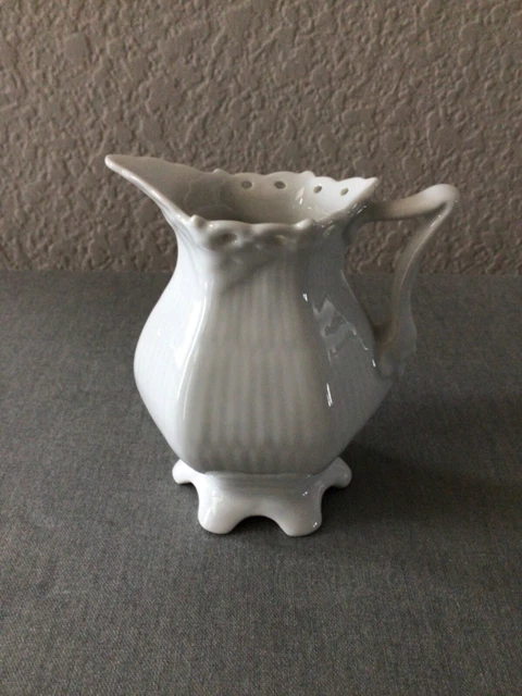 Royal Copenhagen White Fluted Full Lace Porcelain 3” Creamer #1031 ~ Denmark Royal Copenhagen White Fluted Full Lace Porcelain 3” Creamer #1031 ~ Denmark