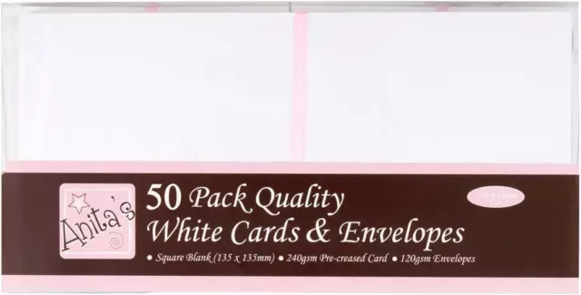 Anita's Square Card and Envelope, Pack of 50, White