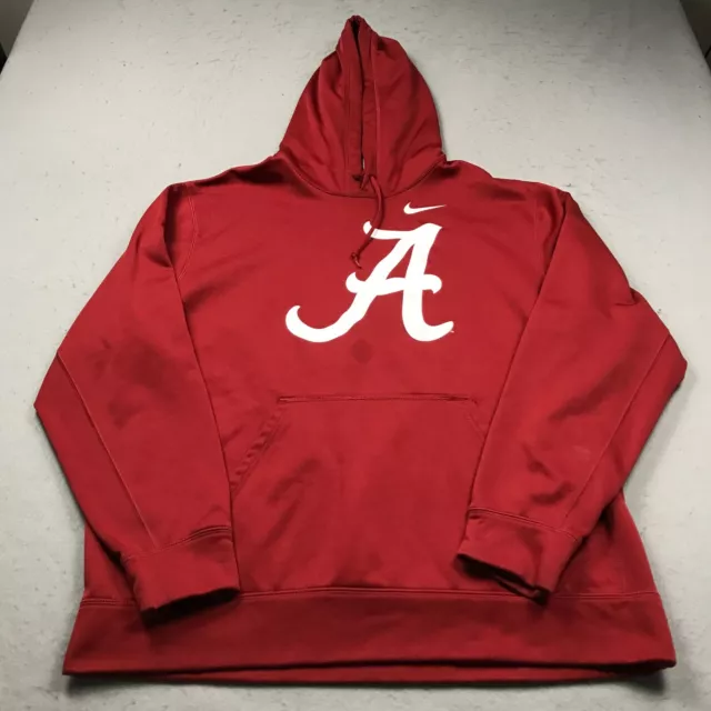 Alabama Crimson Tide Hoodie Mens XL Red Nike Therma Fit Sweatshirt NCAA Logo