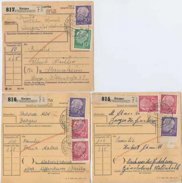BUND Heuss lI 70 Pf geriffelter Gummi! (263xv), 3 Belege u.a. Bogenrand Mi-€ 30+ BUND Heuss lI 70 Pf geriffelter Gummi! (263xv), 3 Belege u.a. Bogenrand Mi-€ 30+
