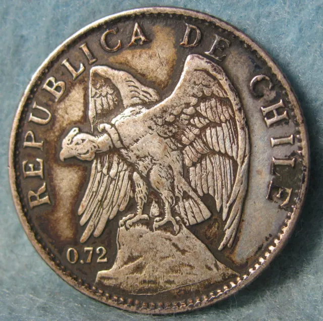 1915 Chile 1 Peso World Foreign Silver Coin