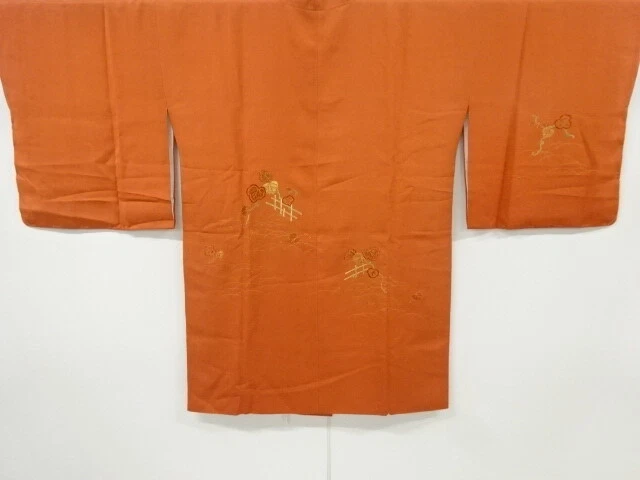 6552460: Japanese Kimono / Vintage Unused Michiyuki Coat / Embroidery / Leaves