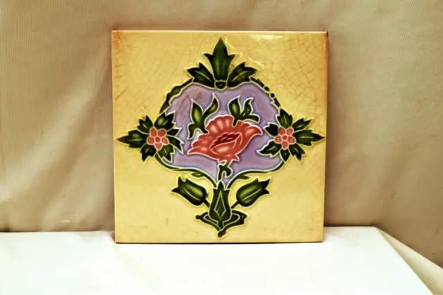 Antique Tiles Art Nouveau Ceramic Majolica Saji Japan Architectural Decorativ"B0