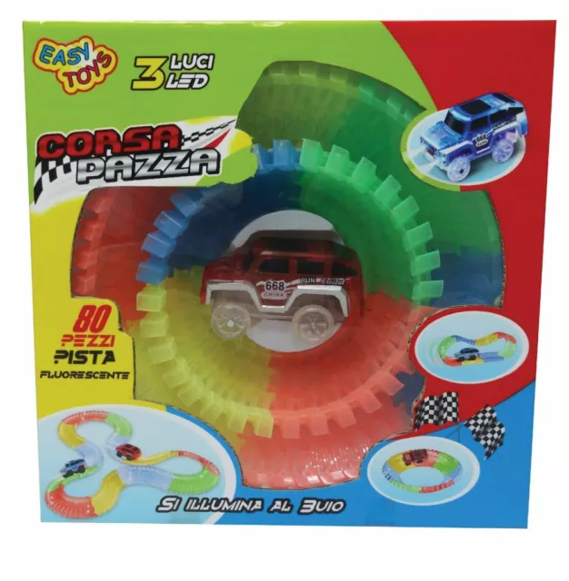 Corsa Pazza Pista Fluorescente 3 Luci Led Giocattolo Gioco Bambini Bimbi sar