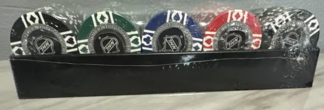 NHL 100 Clay Poker Chip Set With Dealer Tray Canadiens, Oilers, Blackhawks, Caps 2