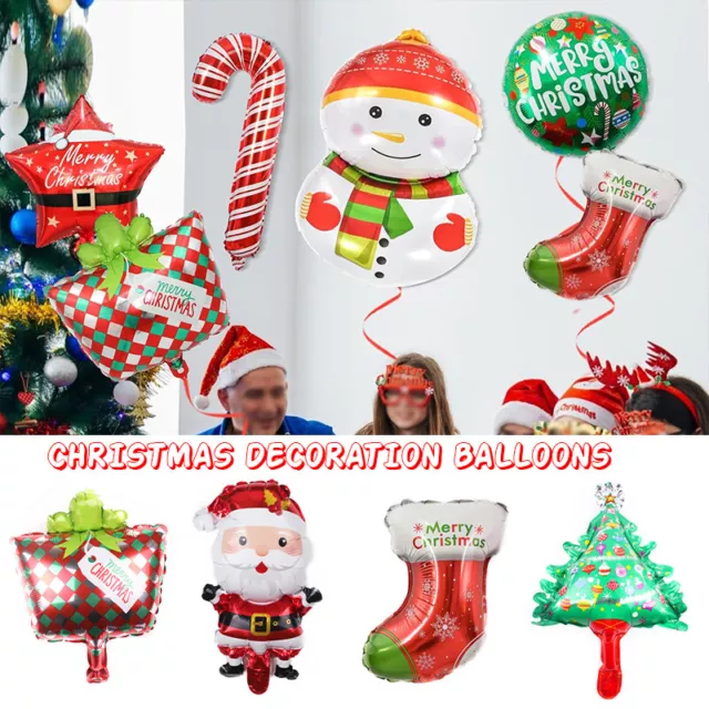 10Pcs Merry Christmas Foil Balloons Santa Claus Snowman Elk Xmas Kid Party Decor 2