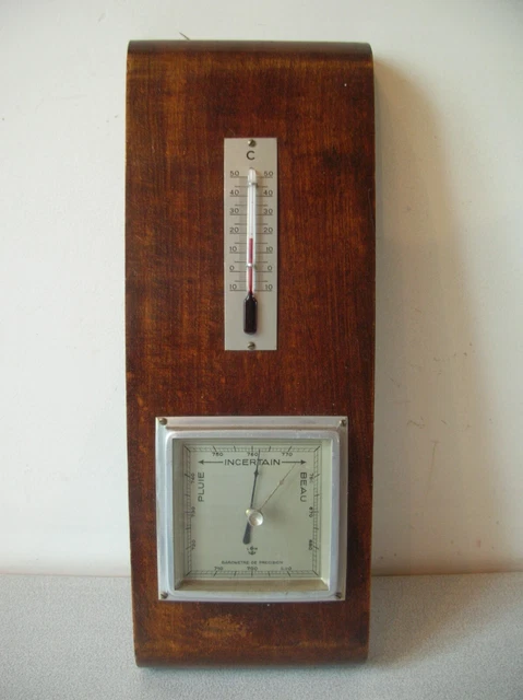Ancien Baromètre De Pêche Allemand Rond à Suspendre, Noir, Fonctionne, Pré-1980