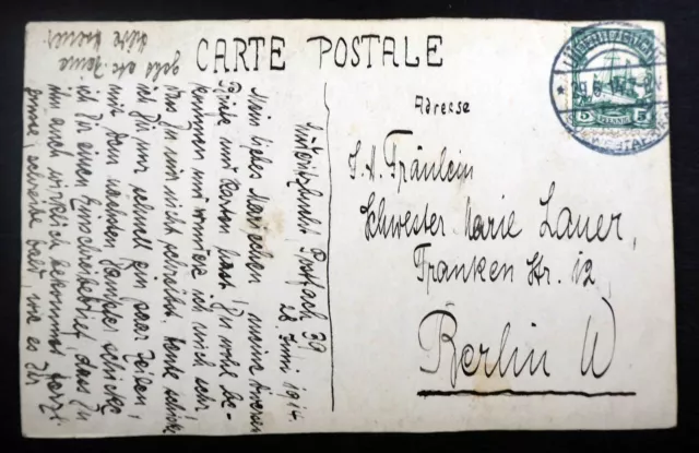 1906 Dt. Südwestafrika; 5 Pfg. DB "LÜDERITZBUCHT 29/6/14", Pacht, MiNr. 25