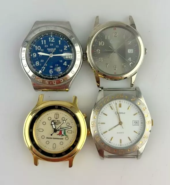 Stock Lotto 4 Orologi Quarzo Analogici Uomo Non Funzionanti Parti Ricambio Sport