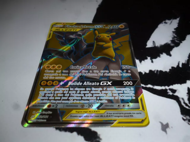 Carta Pokemon PIKACHU E ZEKROM ALLEATI GX 33/181 GIOCO DI SQUADRA N35  UPDATE