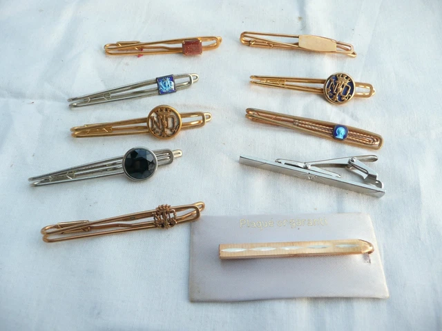 Lot De 6 Barrettes Ou Pinces à Cravate Anciennes - Certaines Religieuses, Métal Argenté/doré, Occasion