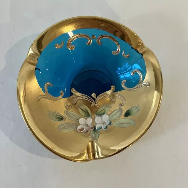 Limoges 5.25 Ash Tray, Cobalt Blue & Gold, Ashtray, Made in