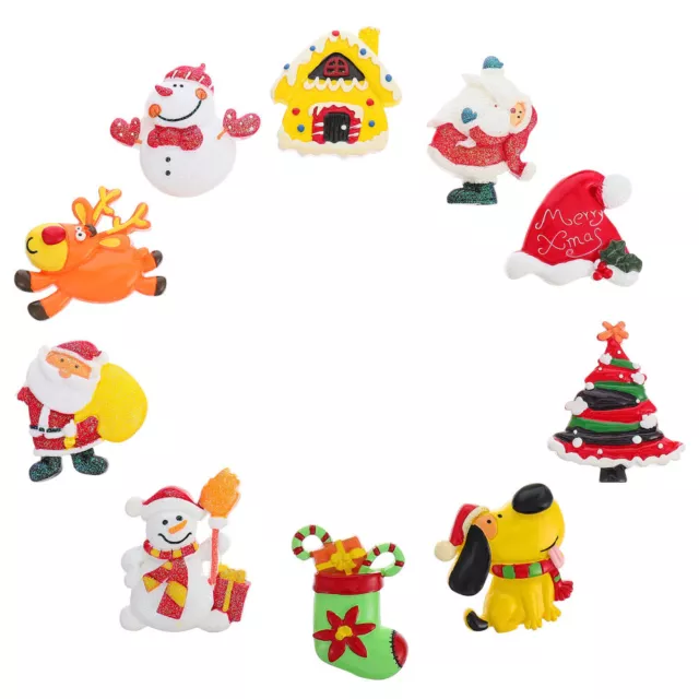 10 Pcs Resin Fridge Magnet Accessories Christmas Party Favor