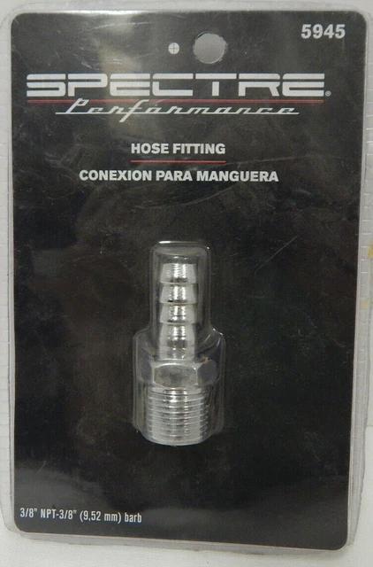 Spectre 5945 Chrome Fuel Line Hose Fitting 3/8" NPT to 3/8" Barbed hose Straight