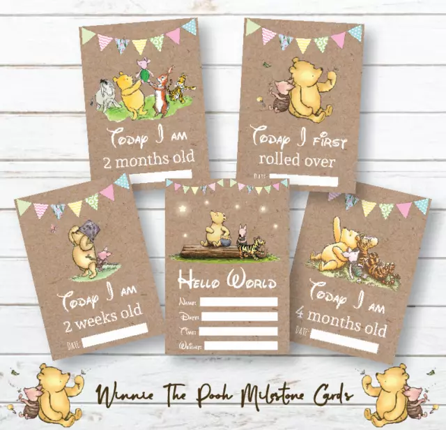 Winnie The Pooh Milestone Cards • Baby Shower Gift • New Baby Gift • Girl Unisex