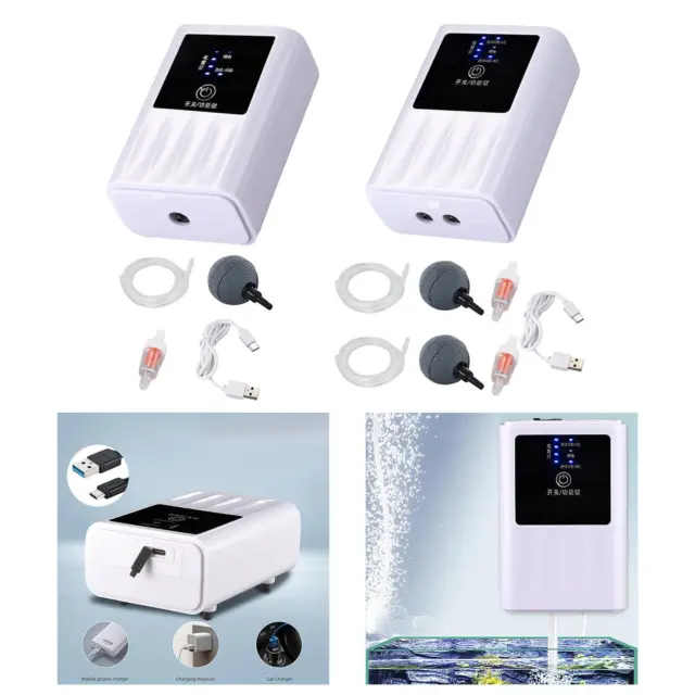 Pequeña bomba de aire para acuario USB recargable para pesca con Stone Silent