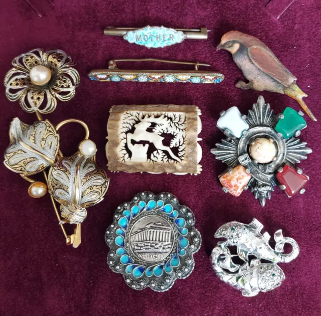 Job Lot Genuine Vintage Signed Brooches Costume Jewellery Bundle