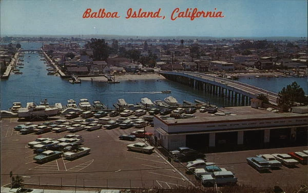View of Balboa Island,CA Orange County California Golden West Chrome Postcard