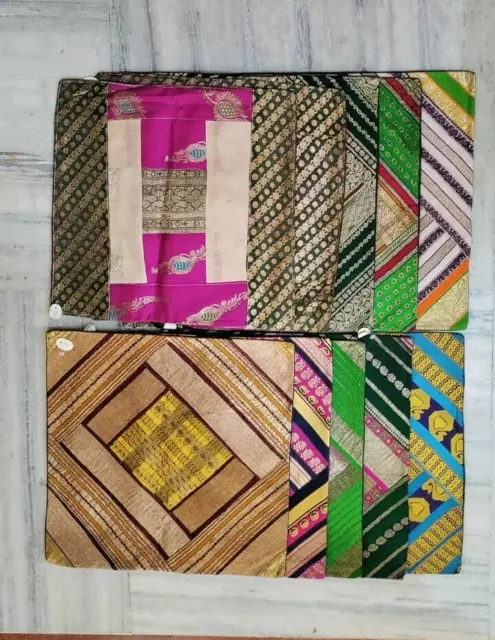 Viejo Fundas Cojín Lote De 10 Vintage Mezclado Material Patchwork Almohada #12