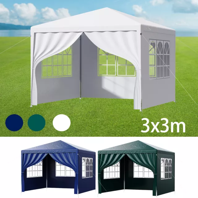 3x3 m Pop Up Gazebo Marquee Waterproof Garden Awning Party Tent Canopy w/4 Sides